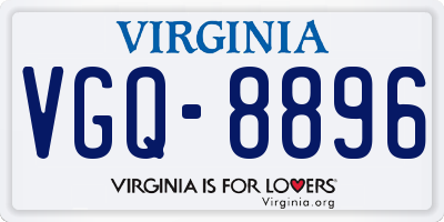 VA license plate VGQ8896