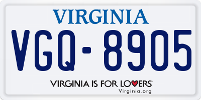 VA license plate VGQ8905