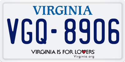VA license plate VGQ8906