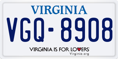 VA license plate VGQ8908