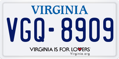 VA license plate VGQ8909