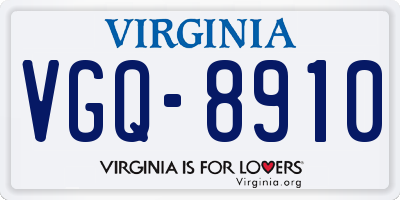VA license plate VGQ8910