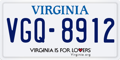 VA license plate VGQ8912