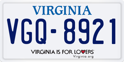 VA license plate VGQ8921