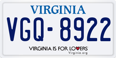 VA license plate VGQ8922