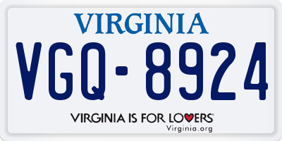 VA license plate VGQ8924