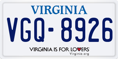 VA license plate VGQ8926