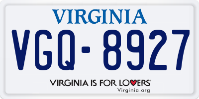 VA license plate VGQ8927