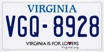 VA license plate VGQ8928
