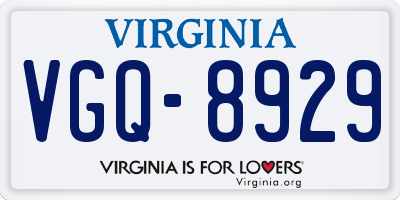 VA license plate VGQ8929