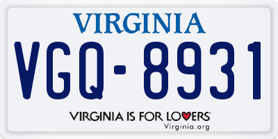 VA license plate VGQ8931