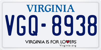 VA license plate VGQ8938