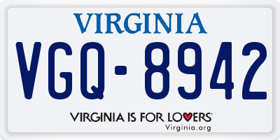VA license plate VGQ8942