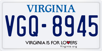 VA license plate VGQ8945