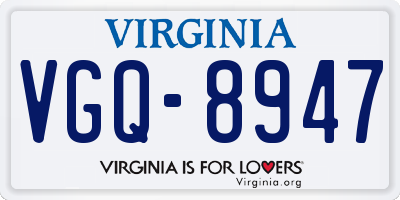 VA license plate VGQ8947