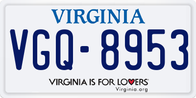 VA license plate VGQ8953