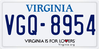 VA license plate VGQ8954