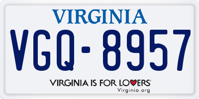 VA license plate VGQ8957
