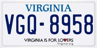 VA license plate VGQ8958
