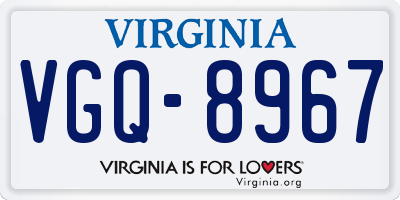 VA license plate VGQ8967