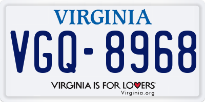 VA license plate VGQ8968