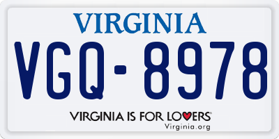 VA license plate VGQ8978