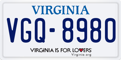 VA license plate VGQ8980