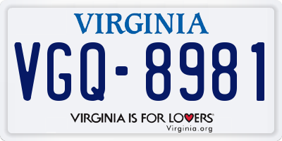 VA license plate VGQ8981