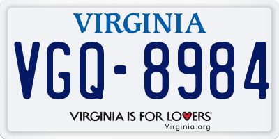 VA license plate VGQ8984