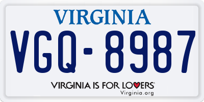 VA license plate VGQ8987
