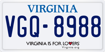 VA license plate VGQ8988
