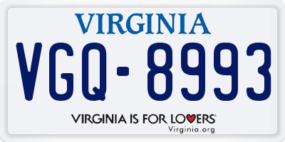 VA license plate VGQ8993