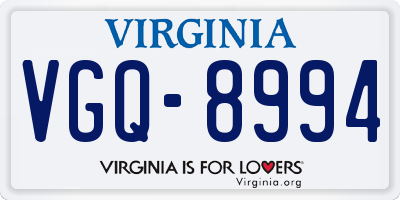VA license plate VGQ8994