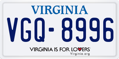 VA license plate VGQ8996
