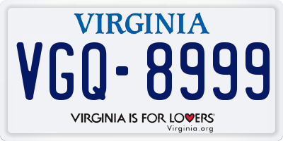 VA license plate VGQ8999