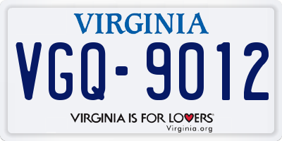 VA license plate VGQ9012