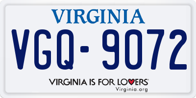 VA license plate VGQ9072