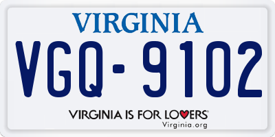 VA license plate VGQ9102