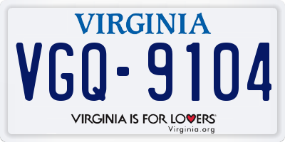 VA license plate VGQ9104