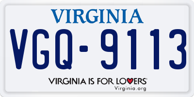 VA license plate VGQ9113