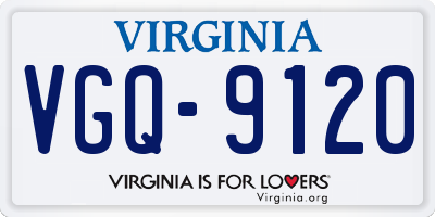 VA license plate VGQ9120
