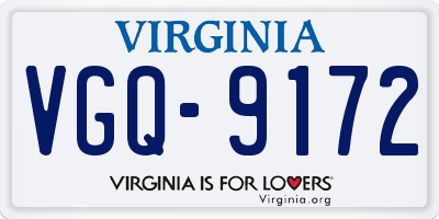 VA license plate VGQ9172