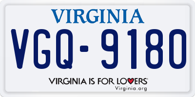 VA license plate VGQ9180