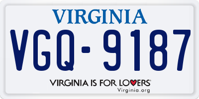VA license plate VGQ9187