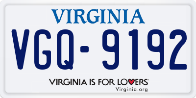 VA license plate VGQ9192