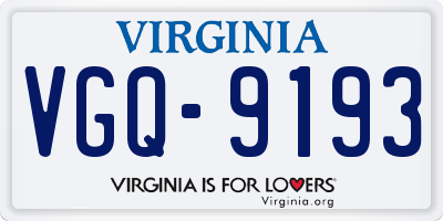 VA license plate VGQ9193