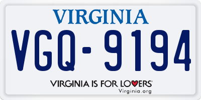 VA license plate VGQ9194