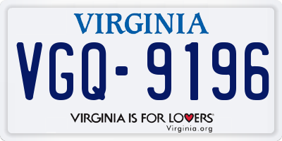 VA license plate VGQ9196