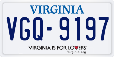 VA license plate VGQ9197