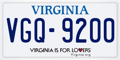 VA license plate VGQ9200